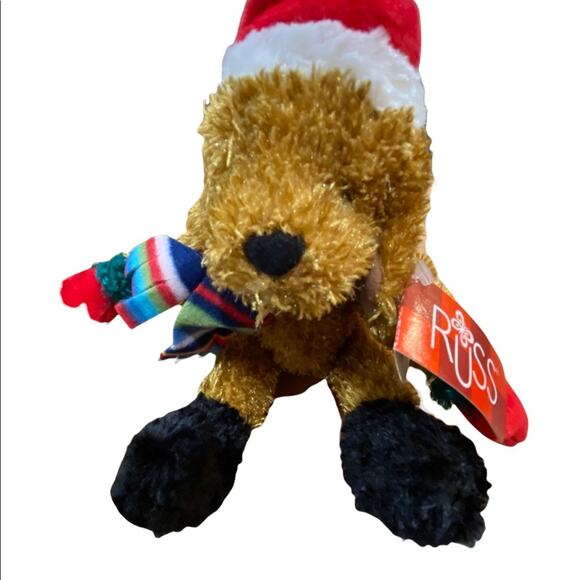 NWT Russ Berrie Glitter Critter Factory Christmas Decor puppy dog bendable plush - Picture 1 of 3